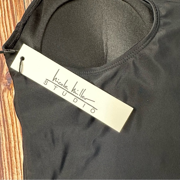 Nwt Nicole Miller Studio Swimsuit W/ Racer Back Black Size Large - Picture 6 of 13